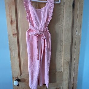 SHEIN Pink Ruffle Strap Jumpsuit